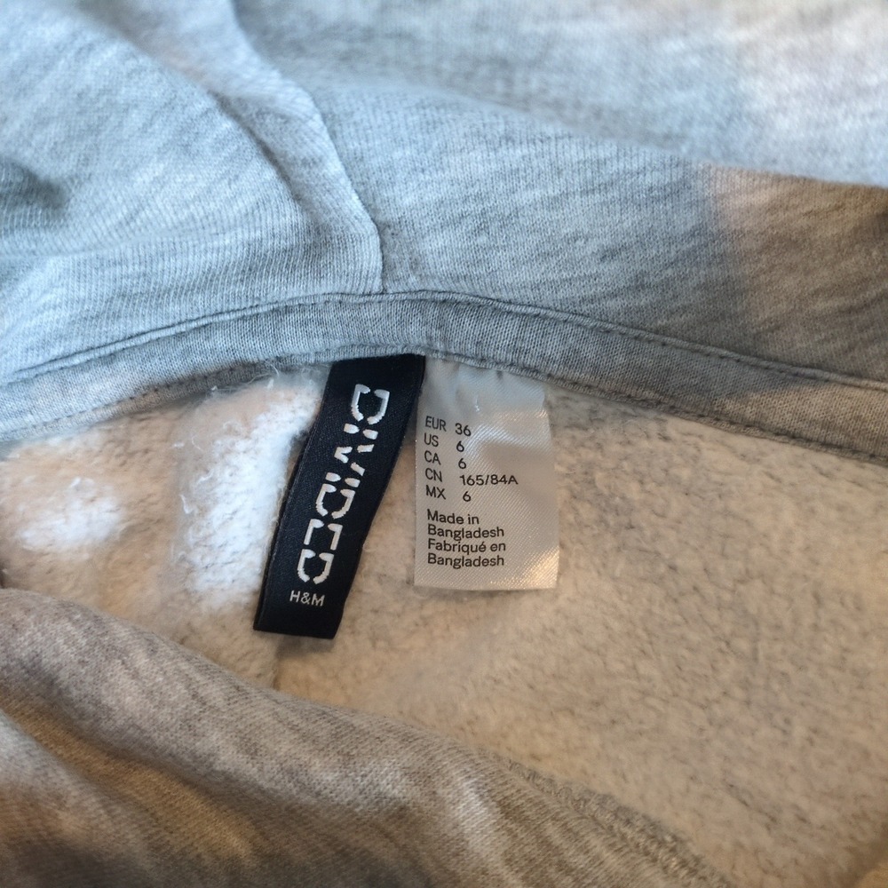 H&M Divided‎ Womens Heather Gray Hooded Sweatshirt Fleece Mini Dress Size 6 - Picture 9 of 13